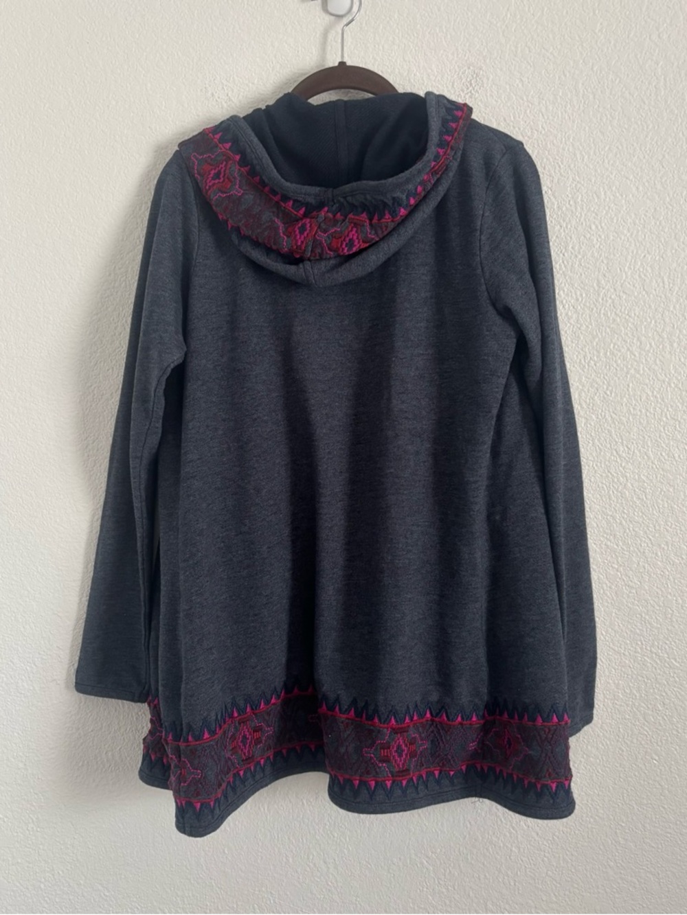 Lucky Brand Women's Size Medium Blue Embroidered Y2K Open Front Cardigan Sweater - Picture 4 of 4